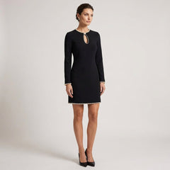 Perlina™ – Pearl Embellished Keyhole Midi Dress