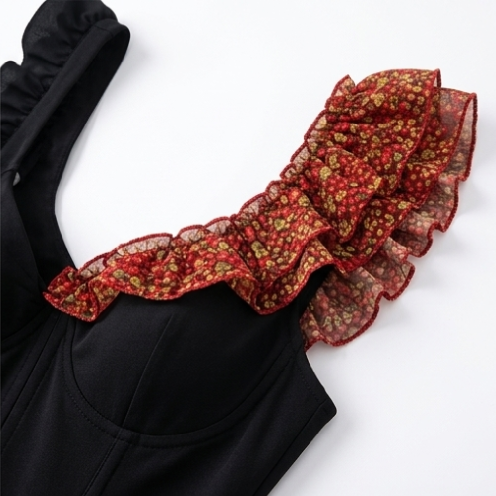 Rosavera™ - Corset Top and Floral Ruffled Skirt Set