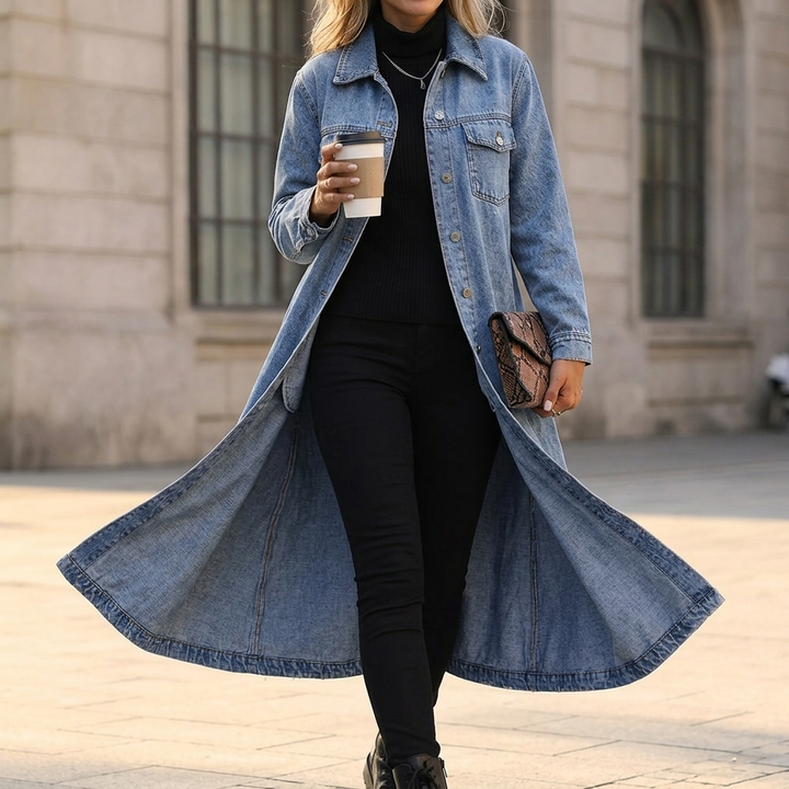 Denara™ – Longline Oversized Denim Coat