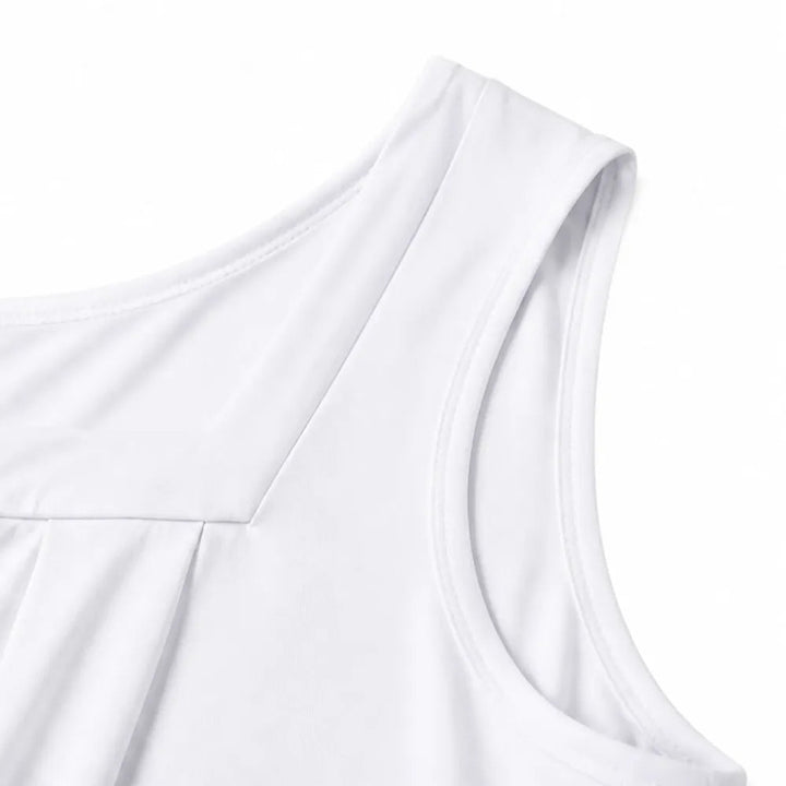 Bellara – Pleated Square Neck Tank Top for Women, Loose Fit Summer Blouse