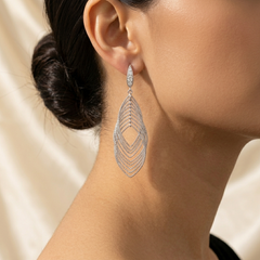 Lumivra™ – Cascading Silver Leaf Earrings