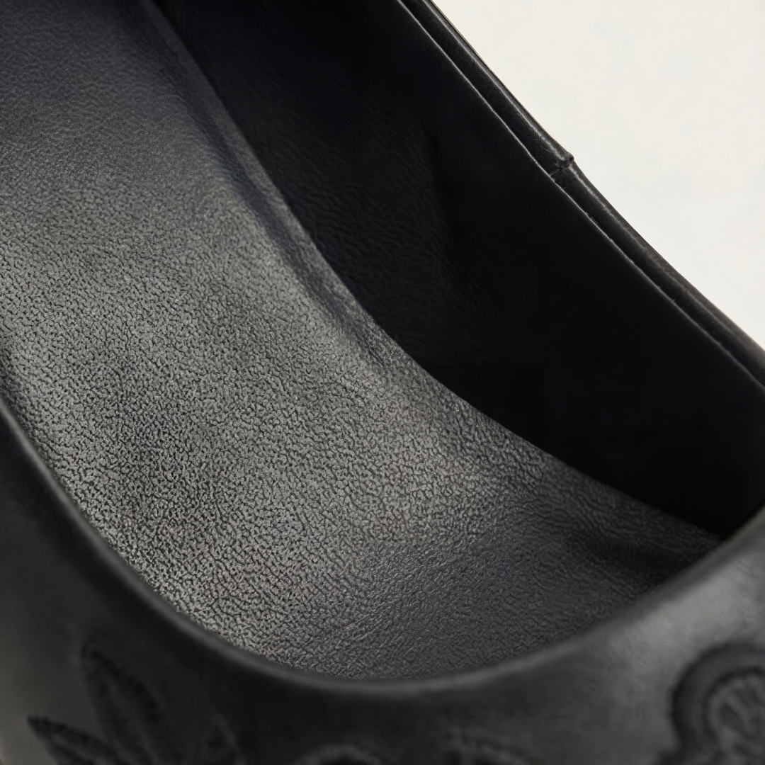 Floressa™ – Embroidered Leather Pumps with Cushioned Heel