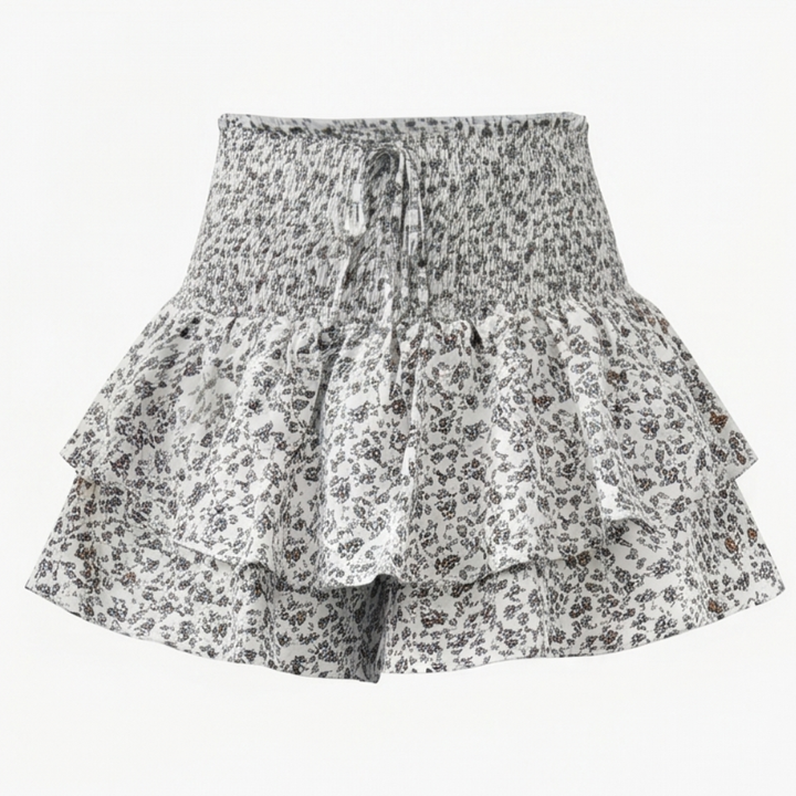Florelle™ – High-Waist Floral Ruffle Skort