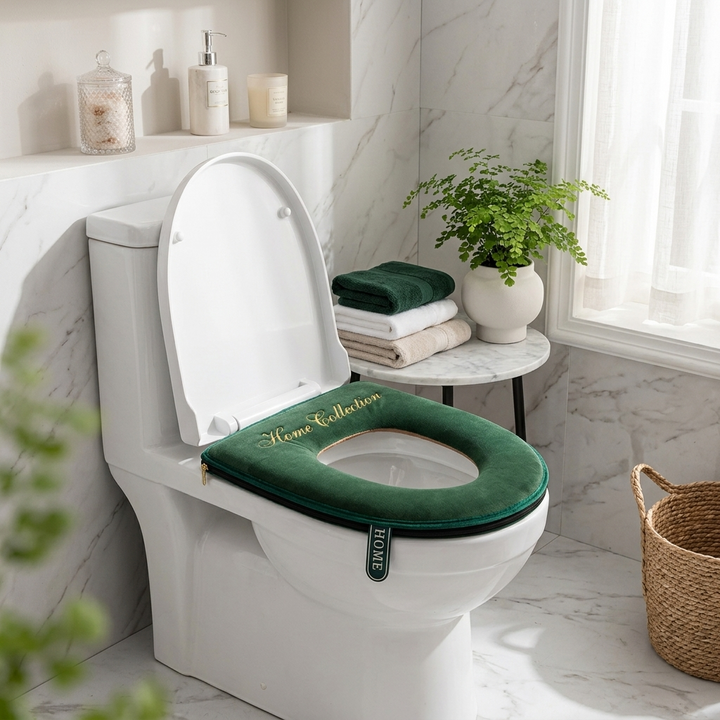 Coziseat™ – Soft Velvet Toilet Seat Cover with Zipper