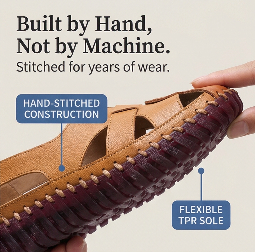 Solara™ – Hand Stitched Leather Comfort Sandals