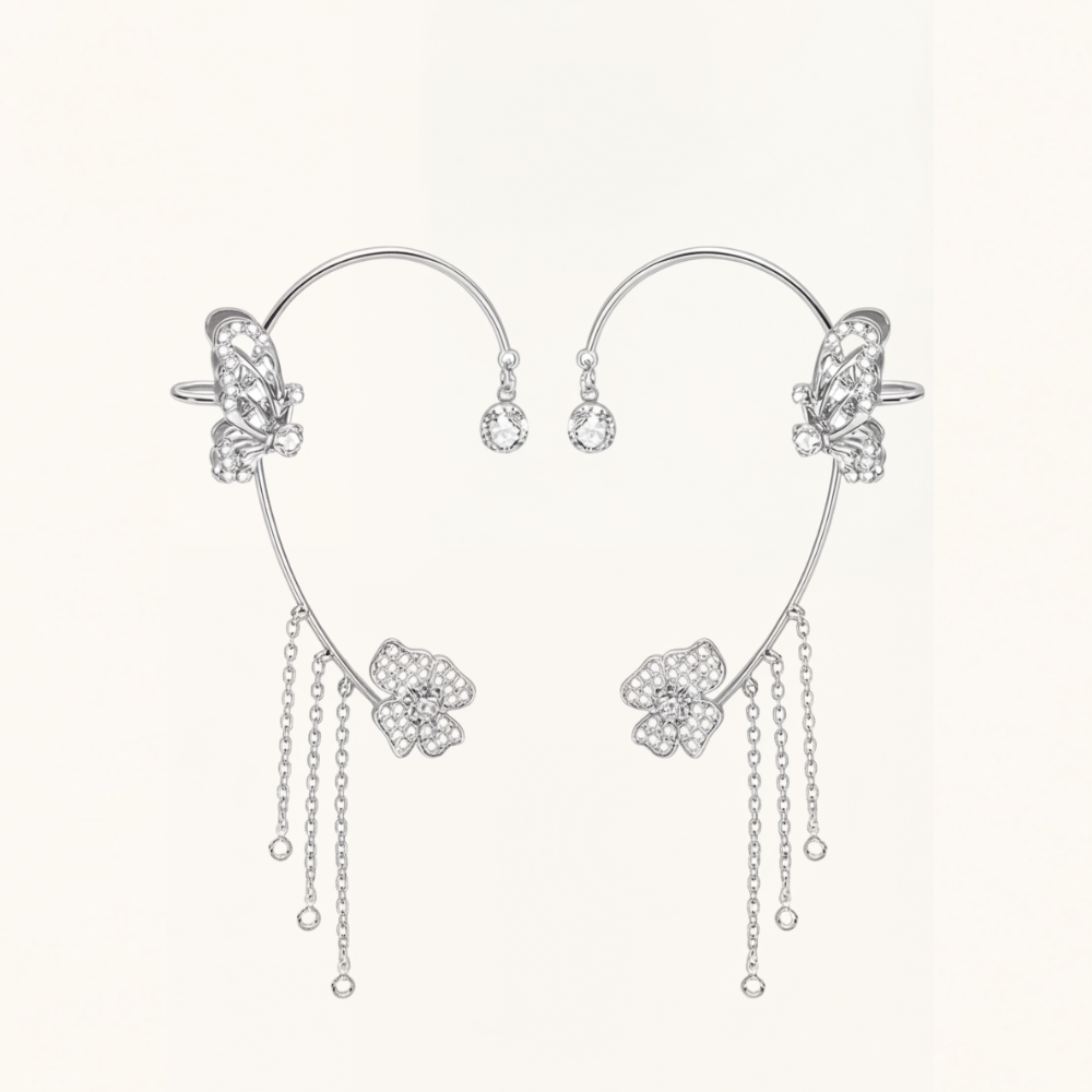 Ornata™ Sparkling Butterfly Ear Cuff with Tassels