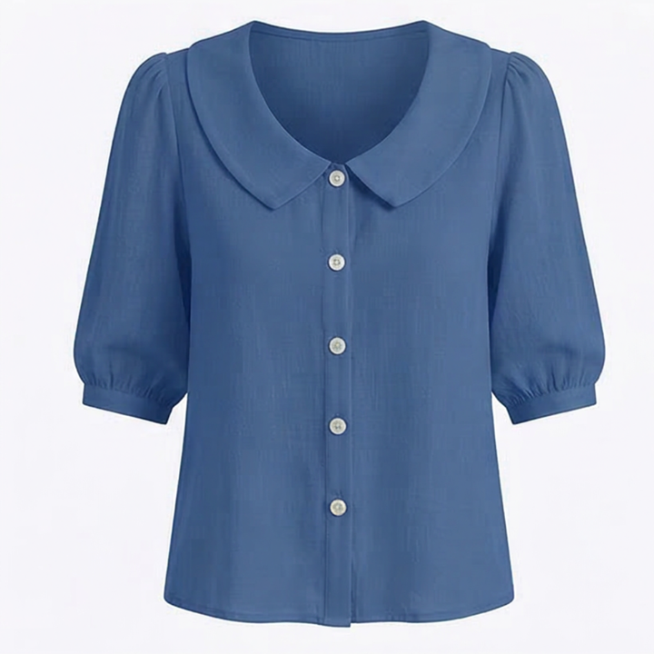 Collara™ – Retro Peter Pan Collar Button Up Blouse