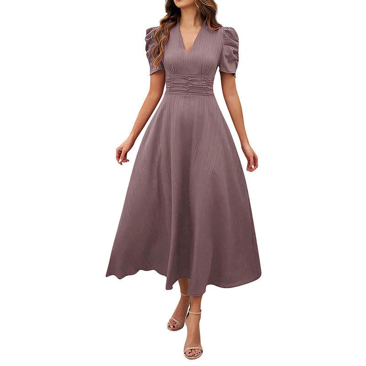 Vivella™ – Elegant Puff Sleeve Midi Dress
