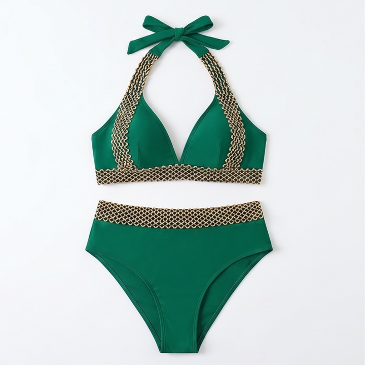 Soléra™ – Woven Chain-Trim High-Waist Bikini