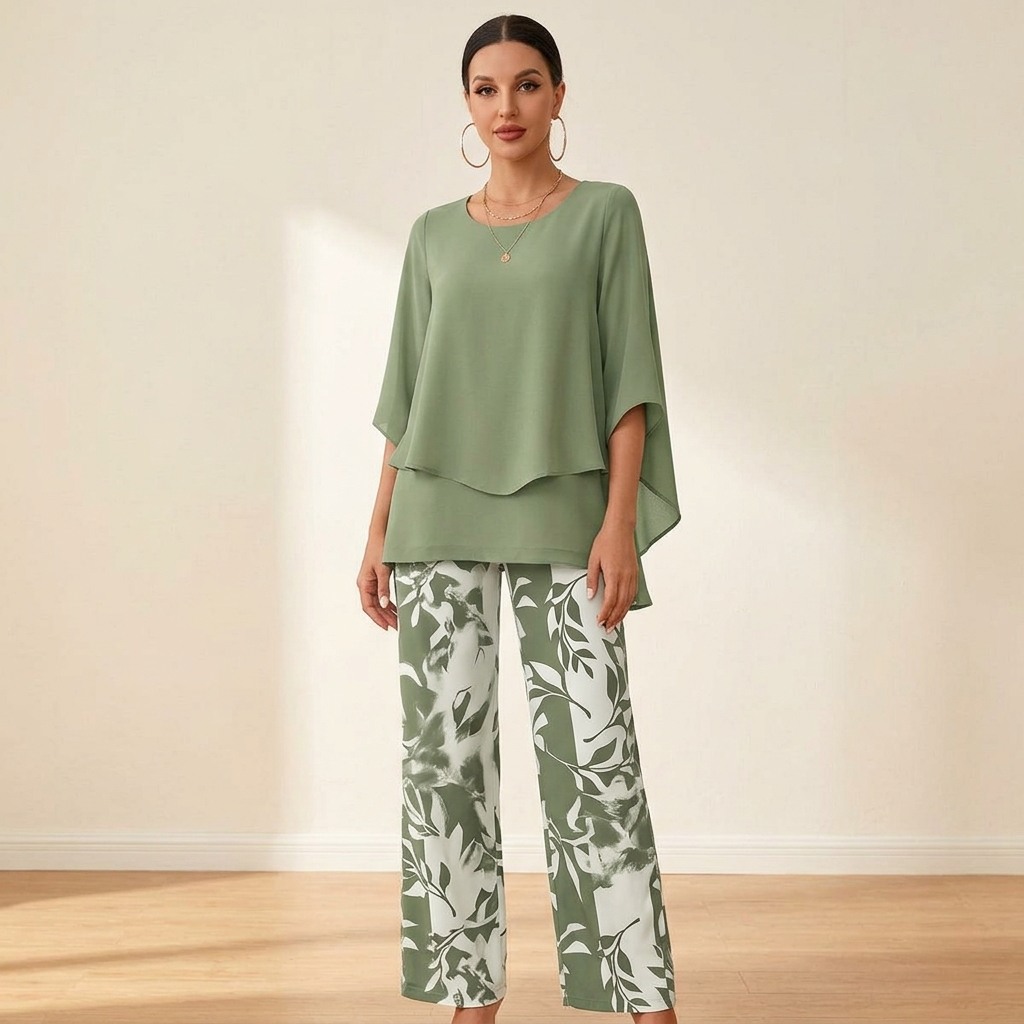 Elara™ – Flowy Chiffon Two Piece Set