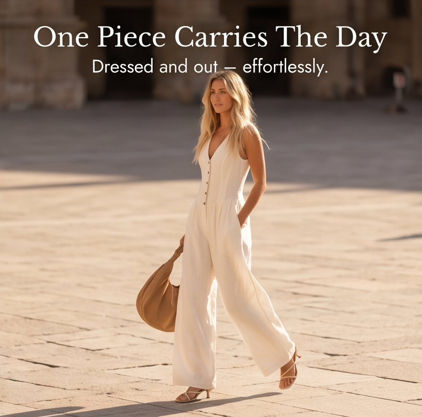 Lunavia™ - Wide-Leg Button Front Jumpsuit