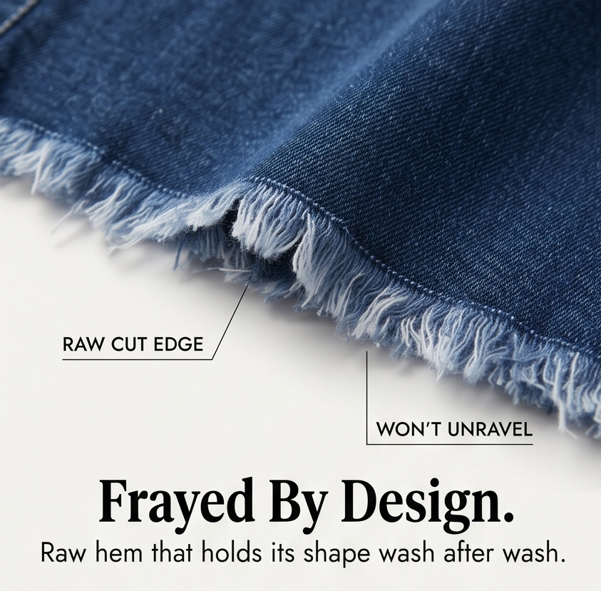 Veluna™ – Curve-Flattering Frayed Hem Denim Skirt