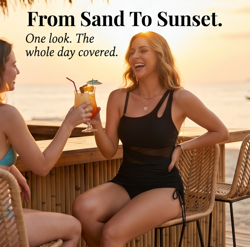 Solivia™ – Sultry Mesh Cutout Swim Dress