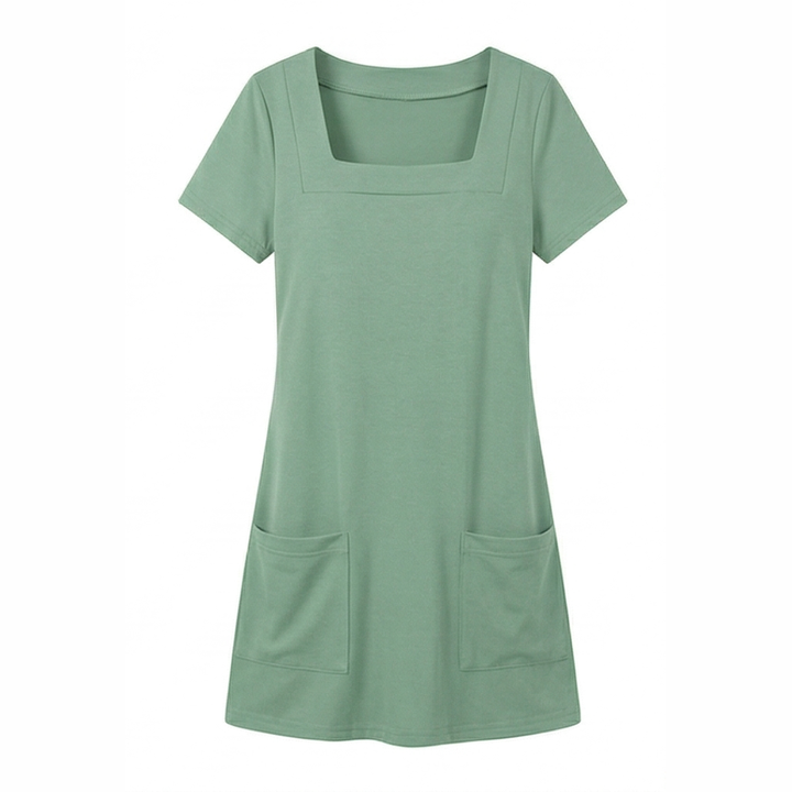 Daylyn™ – Square Neck Jersey Mini Dress with Pockets