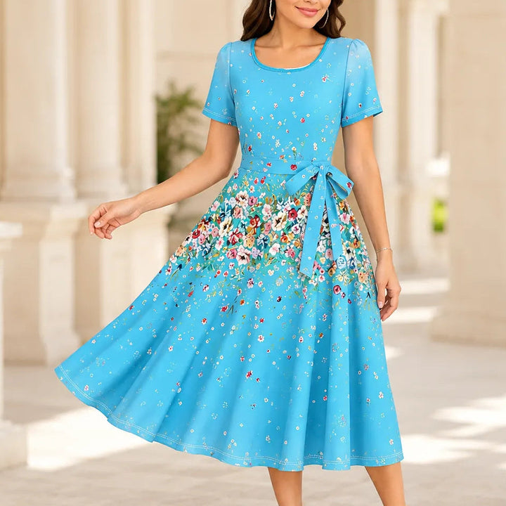 Marveline – Paisley A-Line Midi Dress with Tie Waist
