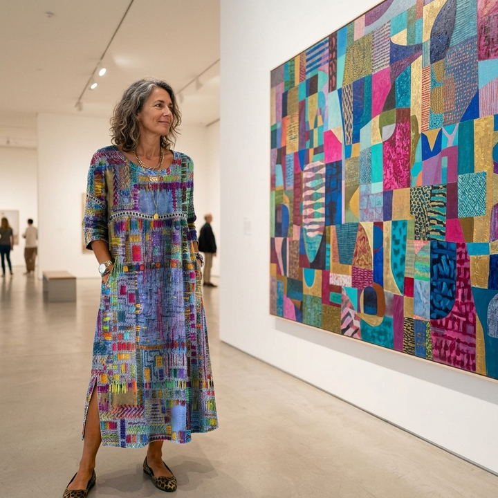 Tessara™ – Artisan Print Cotton Dress with Pockets