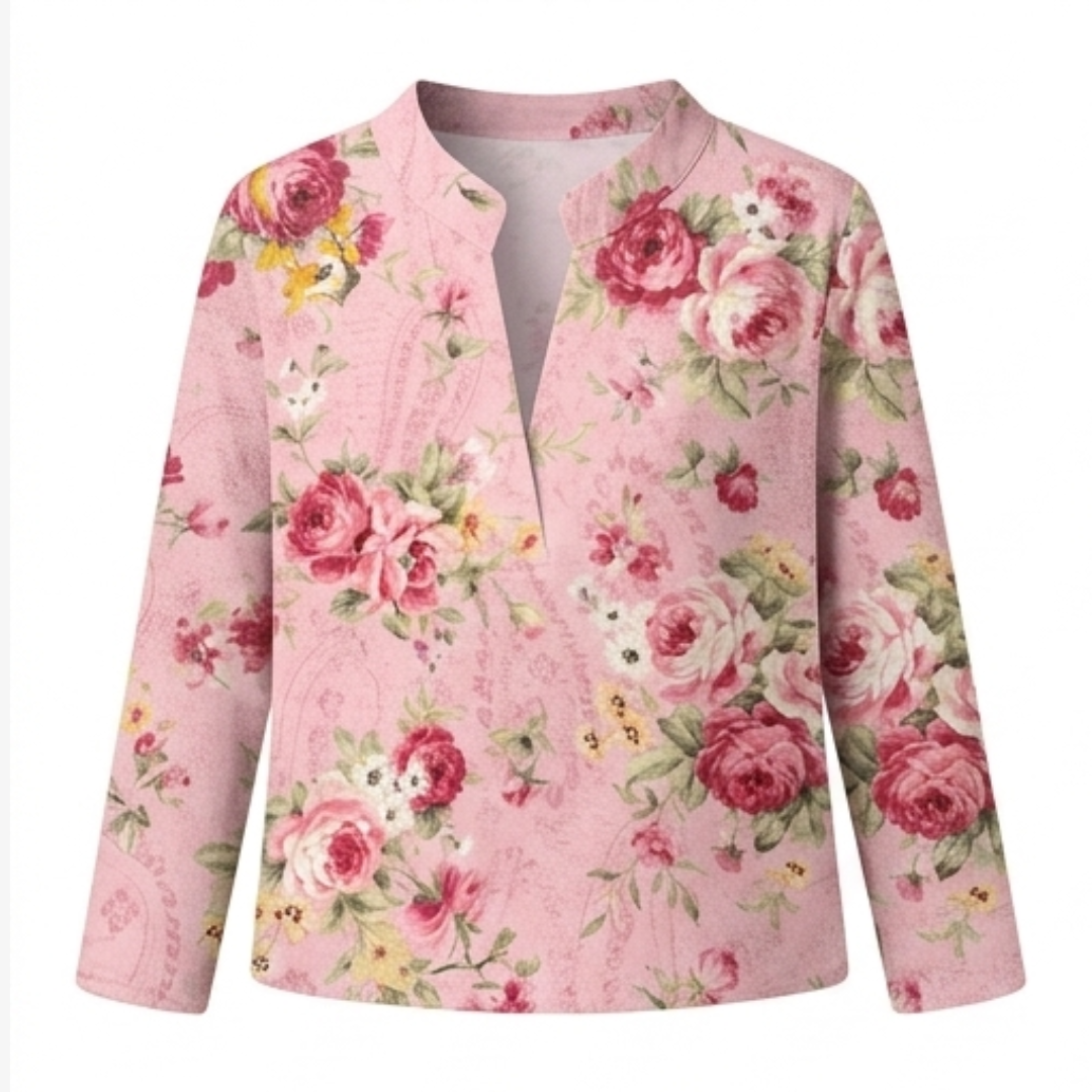 Florenza™ – Watercolor Floral V-Neck Blouse