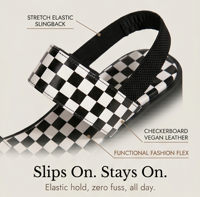 Livia™ Checkered Platform Wedge Sandals