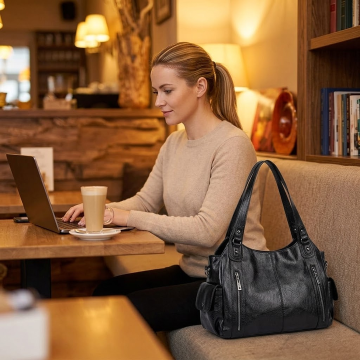 Noirvere™ — Slouchy Vegan Leather City Tote