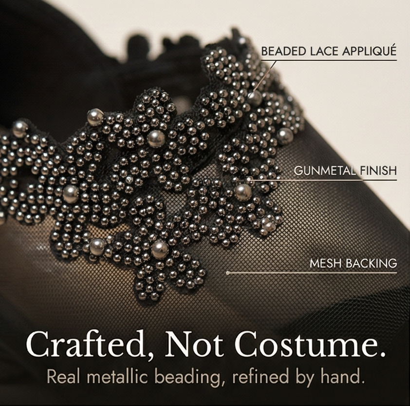 Veluna™ – Beaded Lace Mesh Wedge Shoes