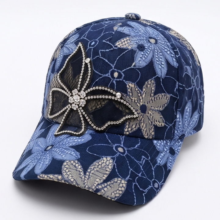 Veluna™ – Rhinestone Butterfly Lace Baseball Cap