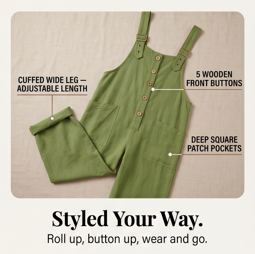 Slowlinen™ – Loose Linen Button-Front Overalls