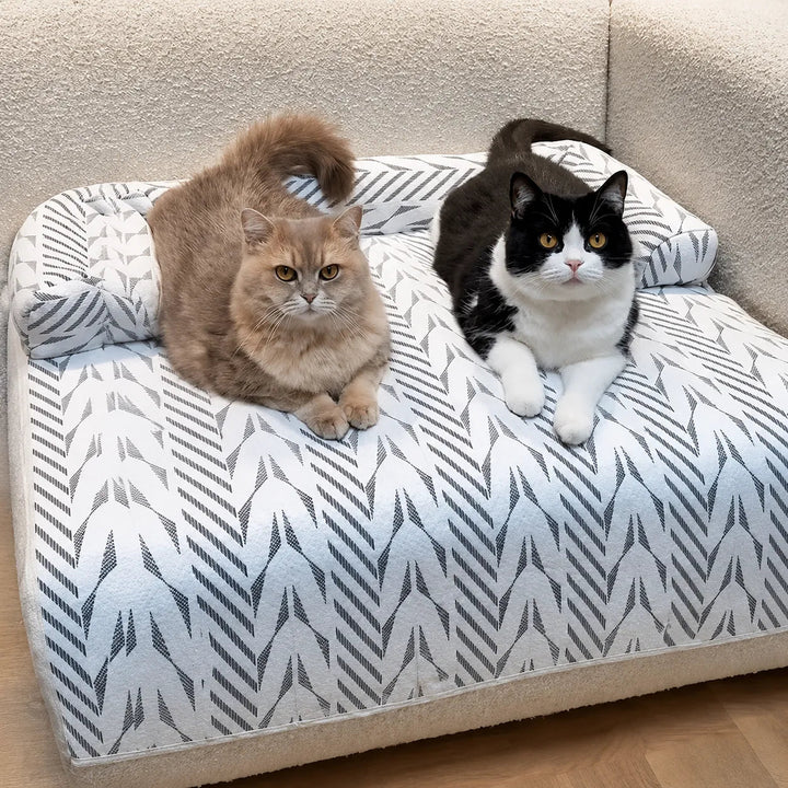 Pawvella – Bolstered Pet Couch Bed with Cooling Top, Non-Slip Sofa Protector
