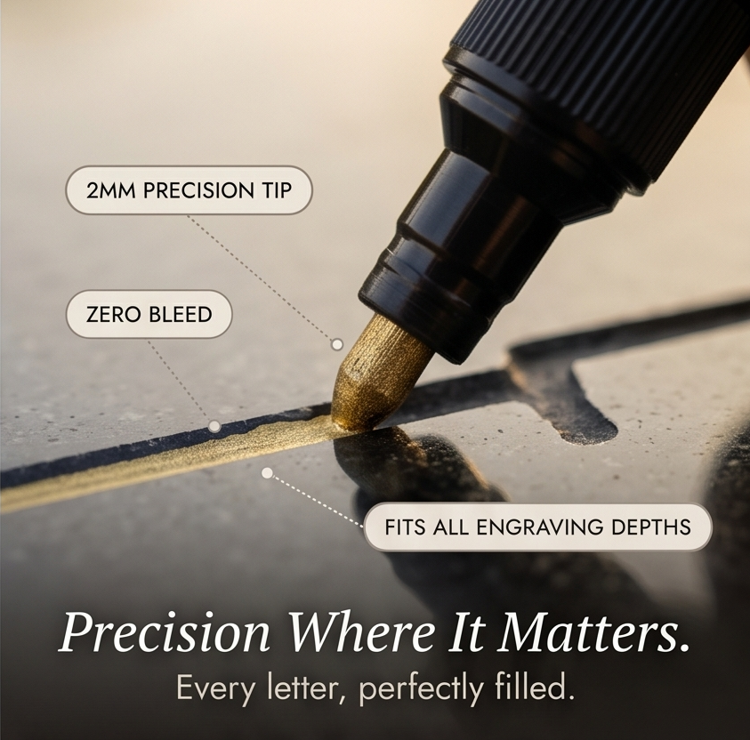 StoneTouch™ – Weatherproof Gold Marker for Headstones