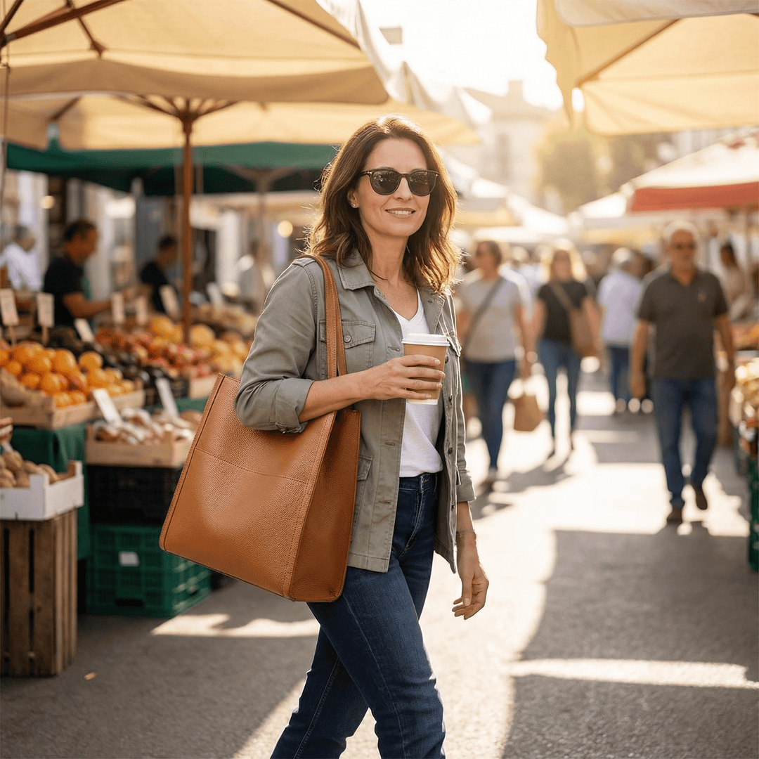 Solenne™ Soft Leather Shoulder Tote