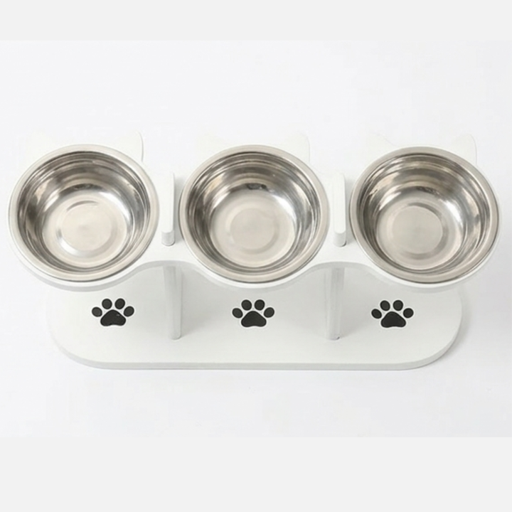 PawNest™ 3-Bowl Wooden Pet Feeding Station