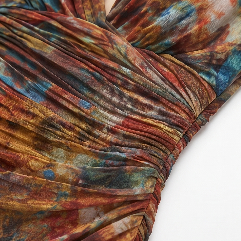 Elowen™ – Watercolor Ruched Midi Dress