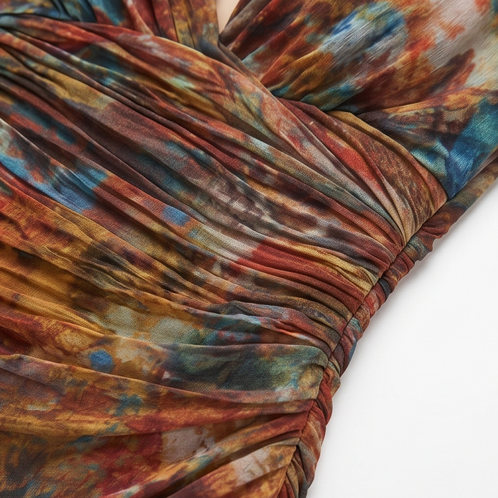 Elowen™ – Watercolor Ruched Midi Dress