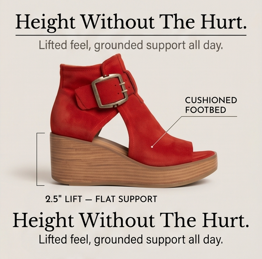 Elsera™ – Peep-Toe Platform Wedges with Buckle Detail