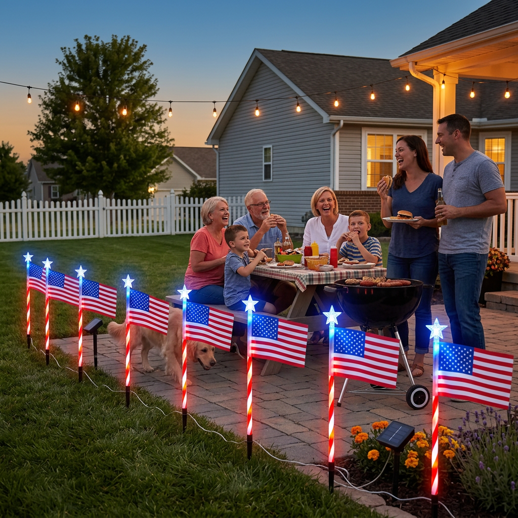 Glorimora™ – Solar American Flag Pathway Lights