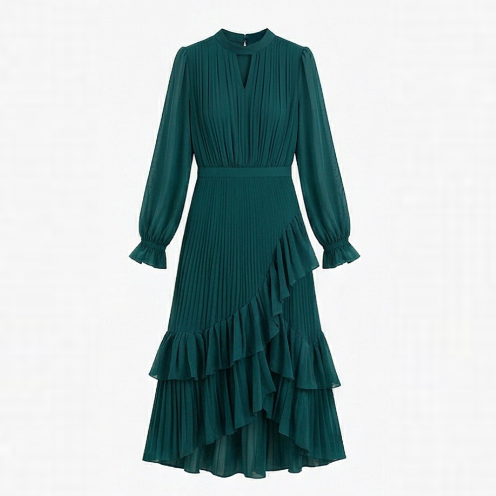 Keyfa™ – Pleated Ruffle Midi Dress