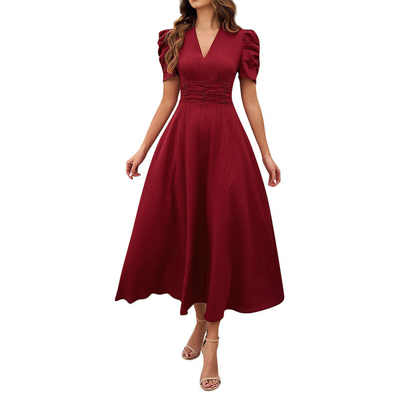 Vivella™ – Elegant Puff Sleeve Midi Dress