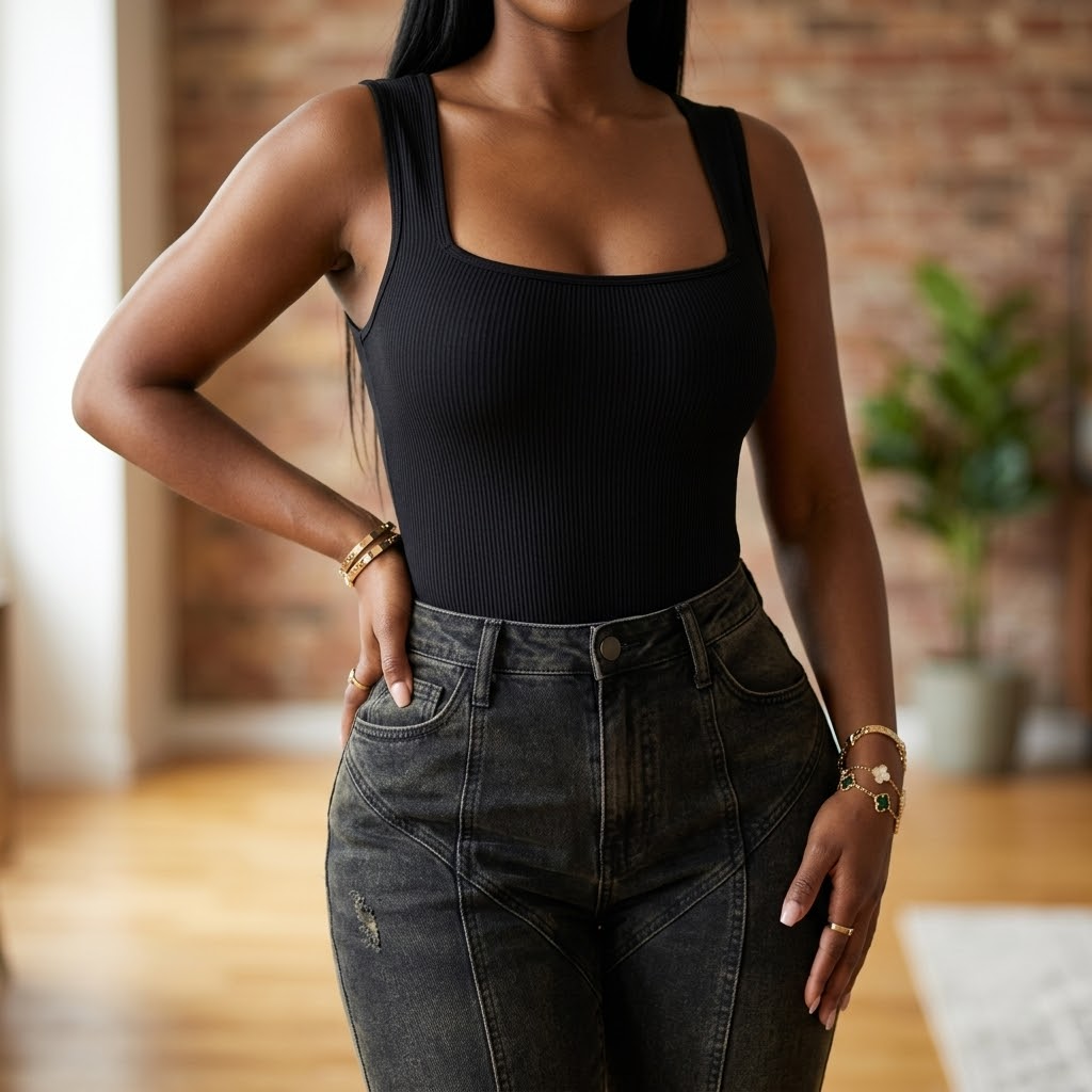 Snatella™  Snatched Square Neck Bodysuit for Everyday Layering