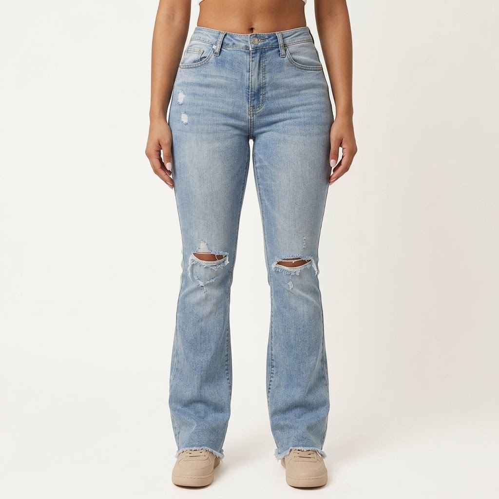 Denara™ – High Waist Ripped Flare Jeans