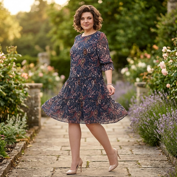 Floressa™ – Tiered Chiffon Paisley Dress