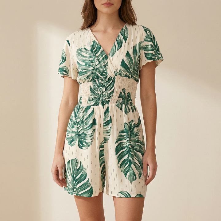 Soleia™ – Tropical Wrap Romper With Pockets