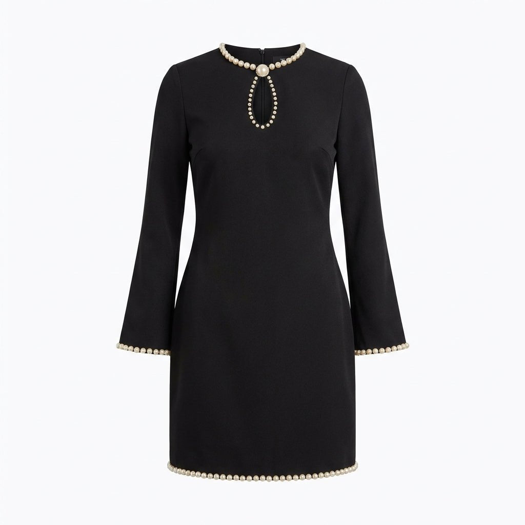 Perlina™ – Pearl Embellished Keyhole Midi Dress