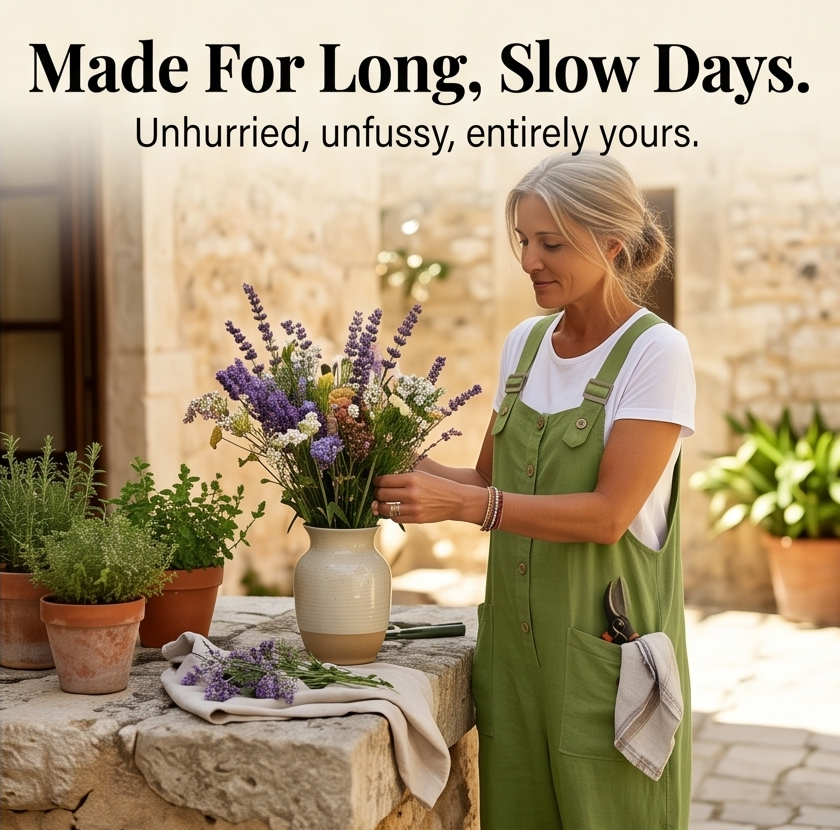 Slowlinen™ – Loose Linen Button-Front Overalls