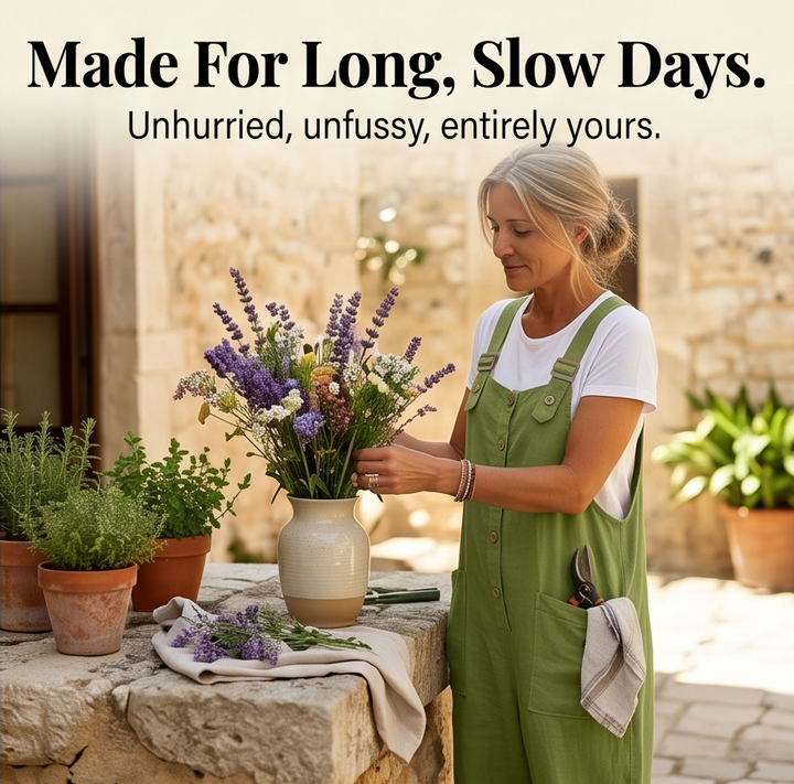 Slowlinen™ – Loose Linen Button-Front Overalls
