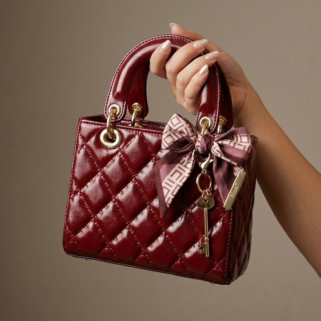 Belaire™ – Quilted Handbag with Silk Scarf Handles