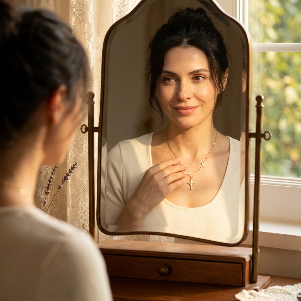 Aurela™ – Sparkling Initial Cross Necklace