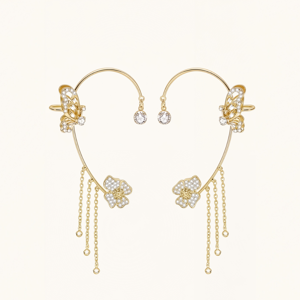 Ornata™ Sparkling Butterfly Ear Cuff with Tassels
