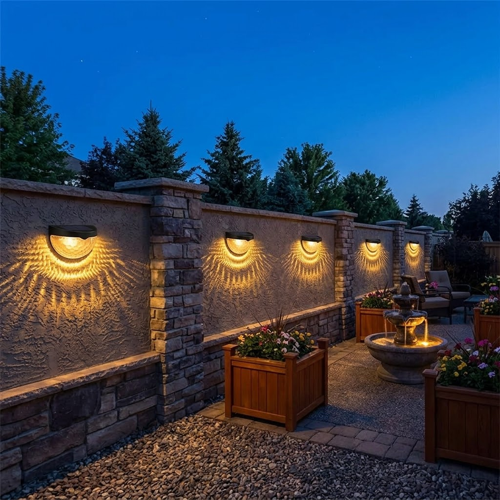 Lumora™ – Decorative Solar Fence Lights with Warm Scallop Glow (6 pack)