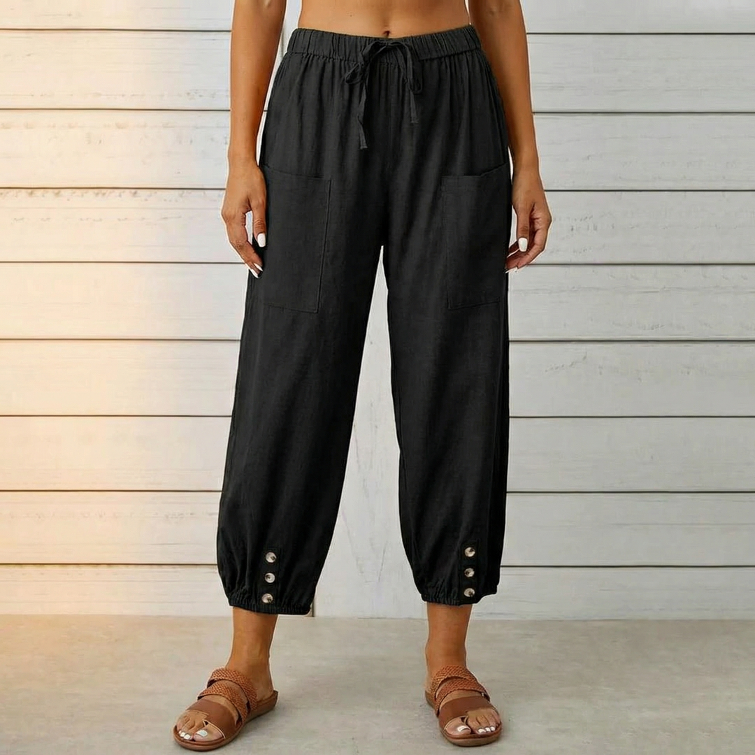 Breezlin™ – Lightweight Summer Capris with Button Hem
