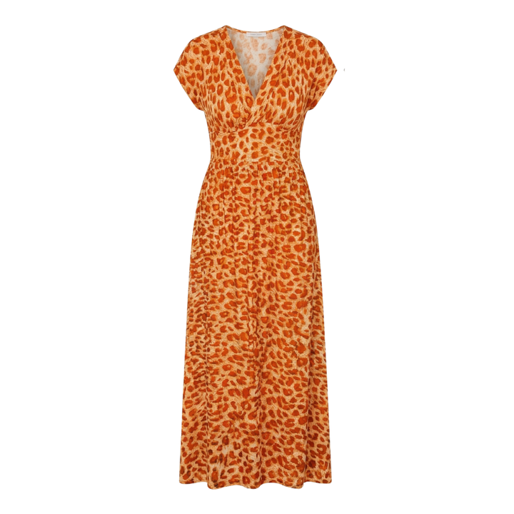 Vivara™ – Ruched Waist Leopard Maxi Dress