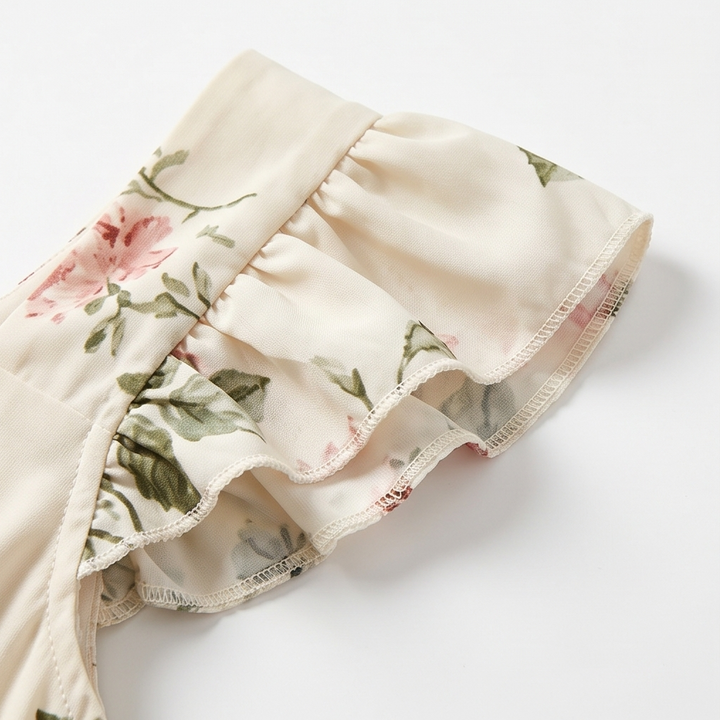 Florelle™ - Square-Neck Floral Pleated Maxi Dress
